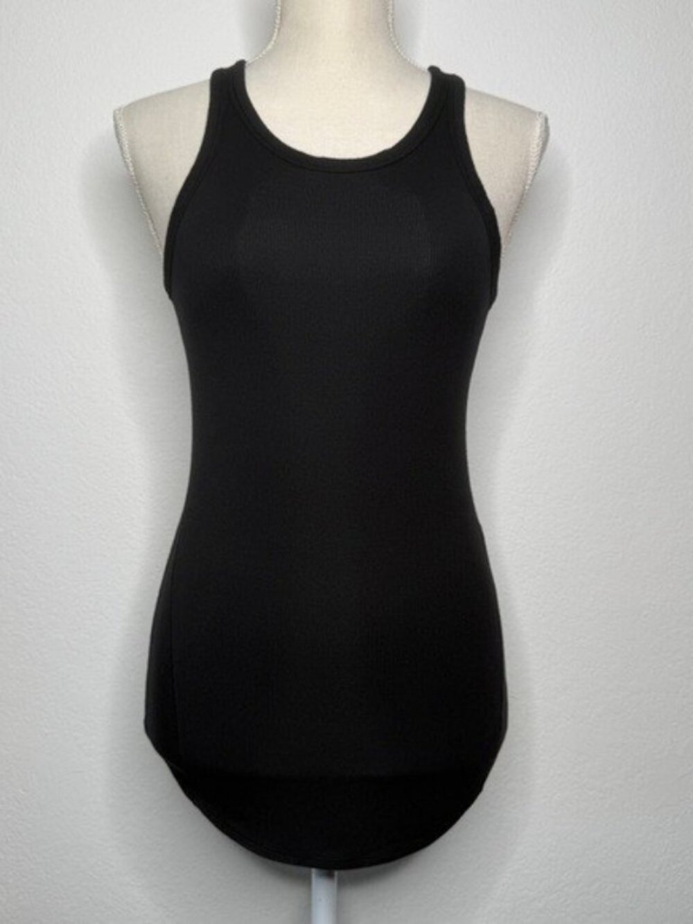 Lululemon Ribbed Knit Racerback Tank Soft Black Fitted Scoop Neck Size 4